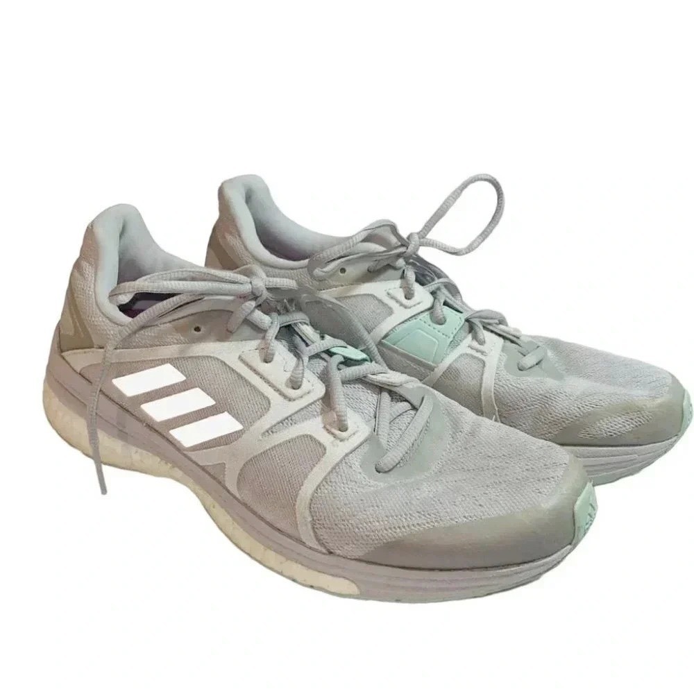 Adidas Supernova Sequence 9 Sz 9 Grey White Mint Stability Running Shoes AQ3552